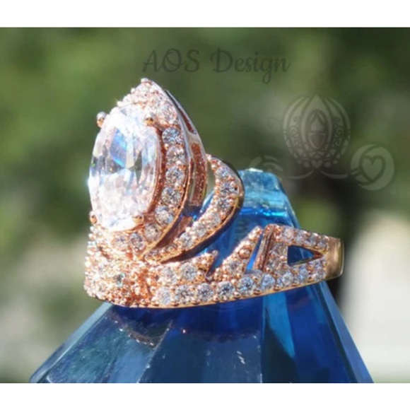 Elsa ring custom made Disney princess crown ring blue stone - Picture 2 of 5